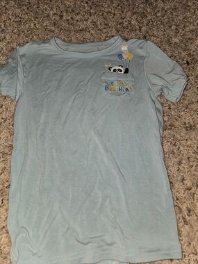Little Sleepies Light Blue Panda Pocket Birthday Tee